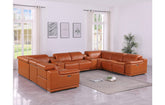 9762 DivanItalia Camel 10-Piece Sectional – Top Grain Italian Leather with 4 Power Recliners and 2 ConsolesModel:  9762-CAMEL-10PC-4PWR-U-SECTIONAL-GROUP